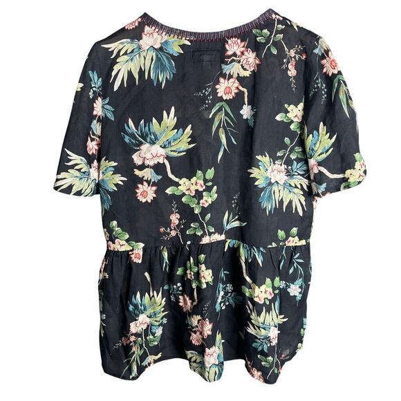 Johnny Was Workshop Floral Boho Blouse Black Size M - Picture 4 of 5